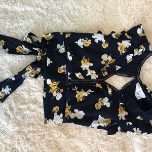 Navy floral crop top